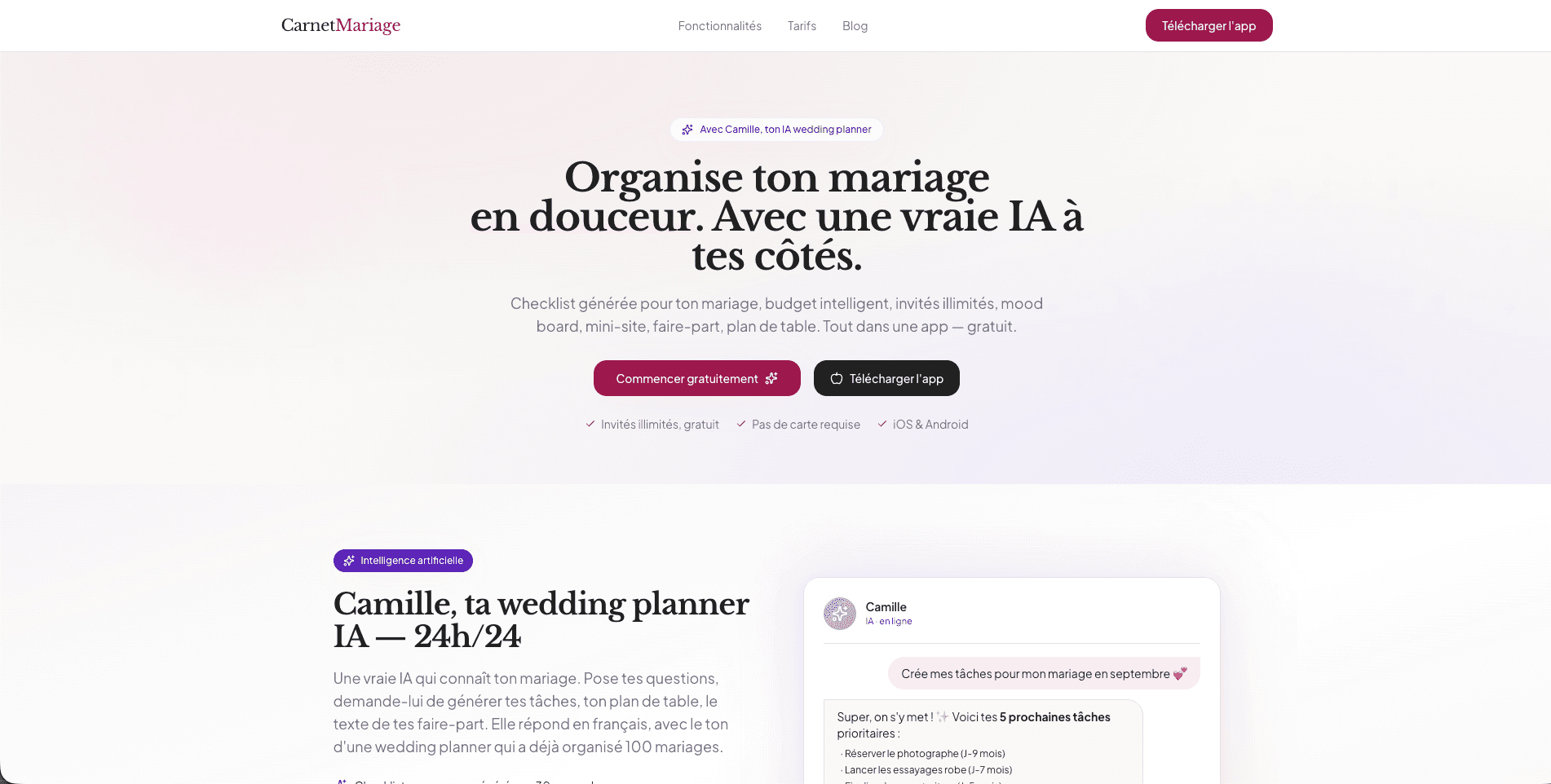Aperçu du site CarnetMariage