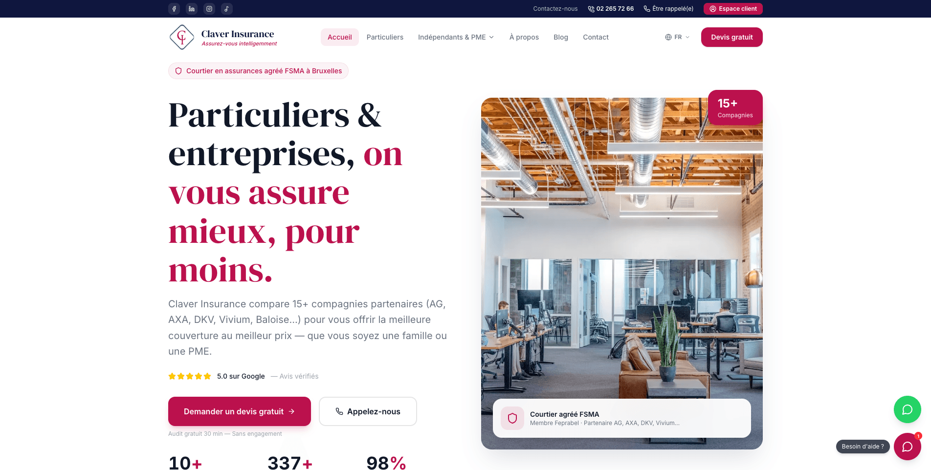 Aperçu du site Claver Insurance